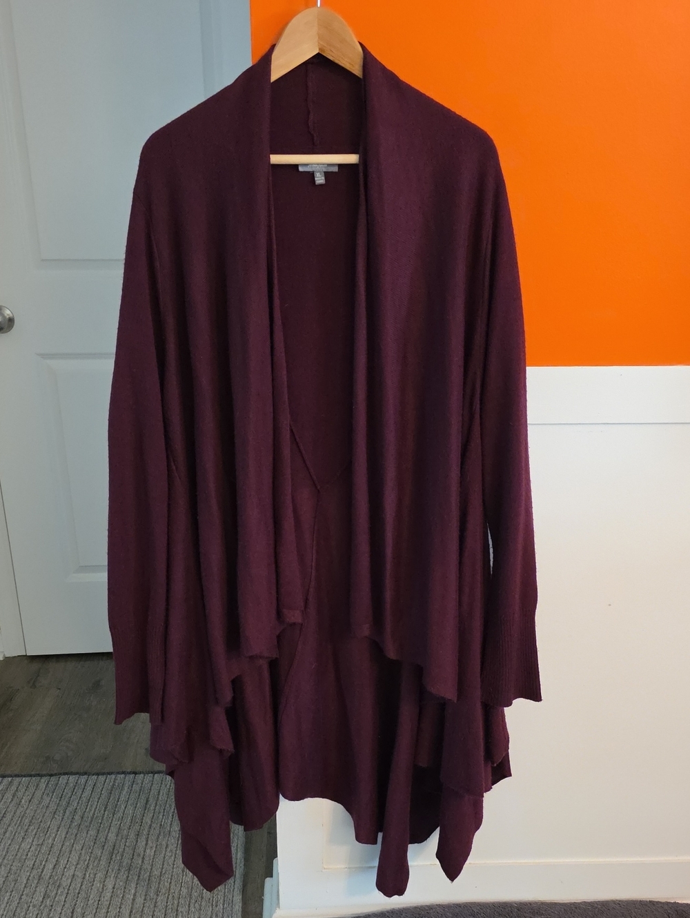 Neiman Marcus Women's Draped Open-Front Cardigan - Burgundy